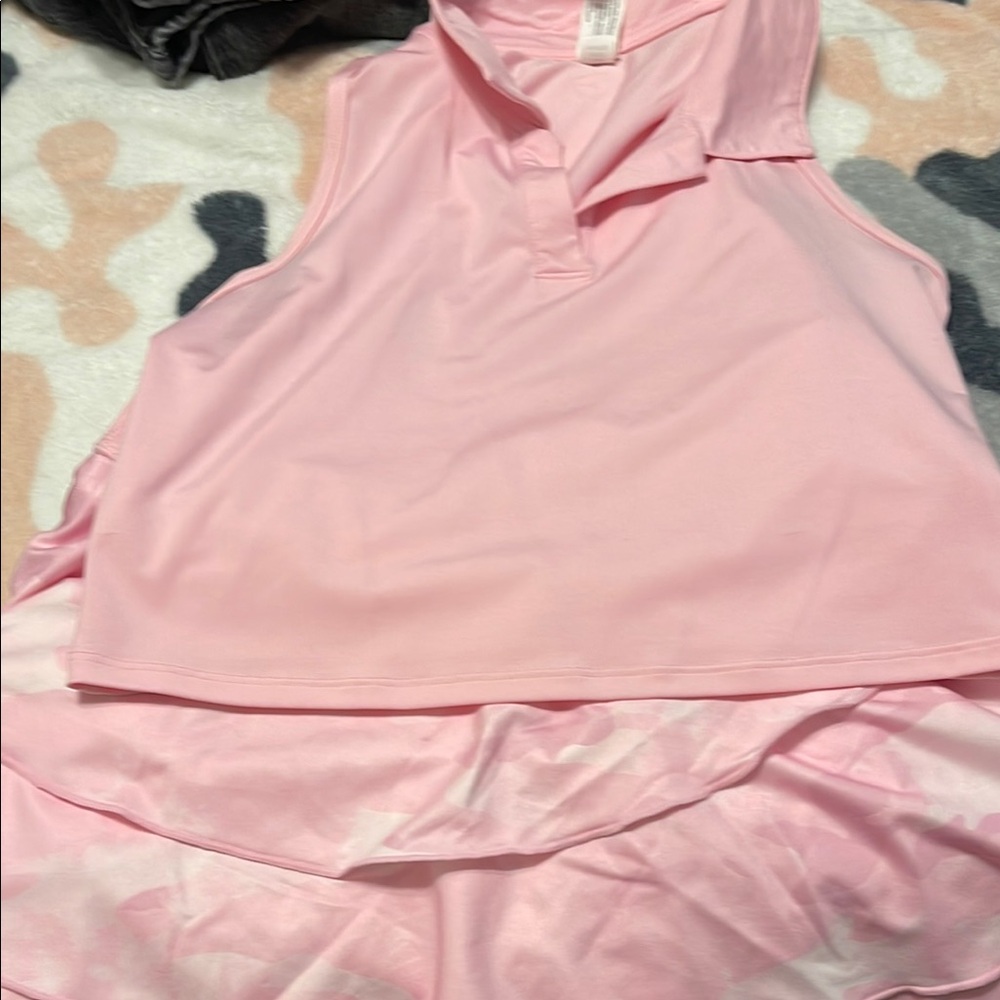 Pink Sleeveless Polo Top